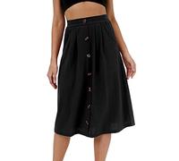 Tiered Maxi Skirt for Women Elegant Tulle Skirts 2023 Women Casual Skirts Frill Tie Waist A Line Midi Skirt with Pockets Long Black Skirts for Women UK (Black, XL)