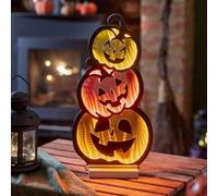 Tiered Pumpkin LED Infinity Mirror Halloween Decor Garden Greatness Orange 1 Pack