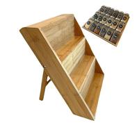 Tiered Seasoning Display Shelf | 3-Tier Wooden Perfume Display Stand - Space-Saving Rack Storage Risers for Dessert Cupcake Condiment Supplements Cosmetics Cluttered Collection