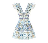 Tiered Short Dress With Neck Frill- female- Camilla- Short Dresses- Multicolor- M- Dresses M
