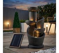 Kingsleeve® Miami 2.7m Aluminium Garden Parasol with UV80+ Protection, LED Solar Lighting and Protective Cover | 270cm Large Balcony Patio Umbrella | Hexagonal Round Tiltable | Beige