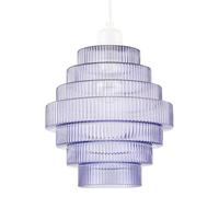 Happy Homewares Tiered Stepped Design Smoked Lavender Glass Pendant Ceiling Lamp Shade