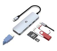 Tiergrade 6 in 1 USB-C Hub Multiport Adapter with 4K HDMI Display, 100W PD Charging, 1 USB-A Ports with 5Gps, 1 USB-A 2.0 Port, SD/TF Card Reader for Chromebook Pixel and Laptop with USB-C