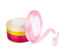 Tiergrade Satin Ribbon, 10 mm x 22 Metres, Various Silk Ribbon for Crafts, 5 Coloured Ribbons for Gift Wrapping, Fabric Ribbon for Hair Bows, Lei Making, Wedding, Party Decoration