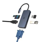 Tiergrade USB C Hub Multiport Adapter, 6-in-1 USB C Hub with 4K HDMI Output, VGA, SD/TF Card Readers, 2 USB 3.0 and USB C Port, USB C Hub Multiport Dongle Compatible with MacBook Pro/Dell XPS 13/15