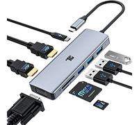 Tiergrade USB C Hub, USB-C Docking Station, 12 in 1 Triple Display Laptop USB C Dock for MacBook and Windows with 2HDMI VGA 100W PD3.0 RJ45 Ethernet 4USB Ports TF/SD Card Reader