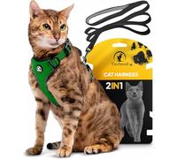 Tierhood - Cat harness and lead set - Escape proof kitten harness - Adjustable cat harness - Kitten harness and lead set - Cat leash and harness set - Controlled freedom for your cat - Green, Size M