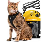 Tierhood - Cat harness and lead set - Escape proof kitten harness - Adjustable cat harness - Kitten harness and lead set - Cat leash and harness set - Controlled freedom for your cat - Black, Size S