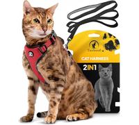 Tierhood - Cat harness and lead set - Escape proof kitten harness - Adjustable cat harness - Kitten harness and lead set - Cat leash and harness set - Controlled freedom for your cat - Red, Size S