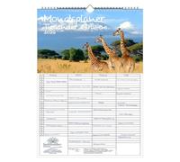 Tierkinder Giraffe Planner, Family Planner, 4 Column Planner, DIN A3 Calendar for 2026, Giraffes - Set: 1 x Calendar, 1 x Christmas, 1 x Greeting Tag (3 Pieces)