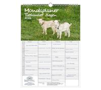 Tierkinder Goat Planner, Family Planner, 4 Column Planner, DIN A3 Calendar for 2026, Goats and Kids, Set Contents: 1 x Calendar, 1 x Christmas, 1 x Greeting Tag (3 Pieces)