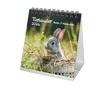 Tierkinder Rabbits and Rabbits Desk Calendar 10 cm x 10 cm for 2026 Seelenzauber