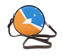 Tierra Del Fuego Flag Women Round Crossbody Bags Leather Sling Bag Purse
