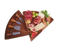 Tiersphere Personal Acacia Wood Charcuterie Board Set | Splinter-Free Cheese Platter for Solo Dining, Camping Gifts & Wine Nights (Fan Design, Hidden Knives)