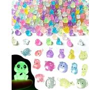 Tierwarf 151pcs Luminous Mini Resin Animals, Styles Miniature Fairy Garden Animals Figures, Glow in The Dark Tiny Zoo Figurines for DIY Terrarium, Aquarium Dollhouse Decor