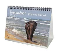 Tierzauber Beach DIN A5 Desk Calendar for 2024 Various Animals on the Beach Seelenzauber