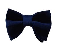 Ties etc Velvet Bow Ties for Men - Oversized Bowtie, Pre-tied, Self-tie & Adjustable for Weddings, Events & Parties (Pre-Tie, Navy)