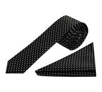 TIES R US Black and White Polka Dot Skinny Men's Tie Pocket Square Set