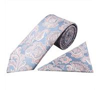 TIES R US Blue and Pink Paisley Classic Mens Tie and Pocket Square Set