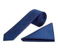 TIES R US Blue and White Polka Dot Skinny Men's Tie Pocket Square Set