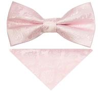 TIES R US Blush Pink Paisley Handmade Mens Bow Tie and Pocket Square Set
