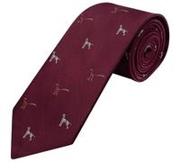TIES R US Burgundy Dog and Pheasant Classic Men's Tie | Burgundy Animal Print Necktie for men; in polyester.