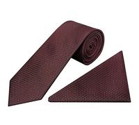 TIES R US Burgundy Textured Classic Tie and Pocket Square Set