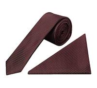 TIES R US Burgundy Textured Skinny Tie and Pocket Square Set