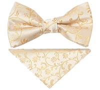 TIES R US Caramel Floral Handmade Mens Bow Tie and Pocket Square Set