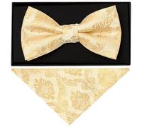 TIES R US Caramel Paisley Handmade Mens Bow Tie and Pocket Square Set