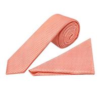 TIES R US Coral Textured Skinny Tie and Pocket Square Set