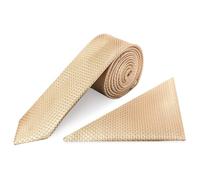 TIES R US Gold Boys Textured Skinny Tie and Pocket Square Set