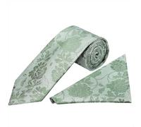 TIES R US Green Flower Classic Men's Tie and Pocket Square Set