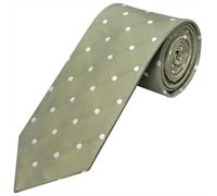 TIES R US Khaki Green Large White Spot Classic Men's Tie