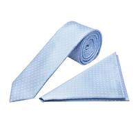 TIES R US Light Blue and White Polka Dot Skinny Men's Tie Handkerchief Set