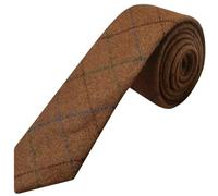 TIES R US Light Brown Large Check Tweed Skinny Boys Tie