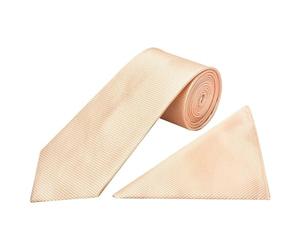 TIES R US Light Peach Diamond Classic Men's Tie and Handkerchief Set