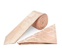 TIES R US Light Peach Paisley Skinny Boys Tie and Handkerchief Set