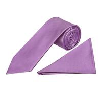 TIES R US Lilac Silk Twill Classic Men's Tie and Pocket Square Set