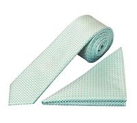 TIES R US Mint Green Diamond Neat Skinny Boys Tie and Pocket Square Set