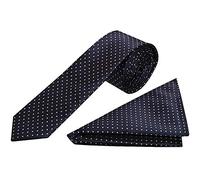 TIES R US Navy Blue and White Polka Dot Skinny Men's Tie Handkerchief Set