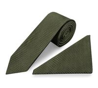 TIES R US Olive Green Boys Textured Skinny Tie and Pocket Square Set