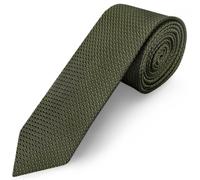 TIES R US Olive Green Boys Textured Skinny Tie | Olive Green Geometric Necktie for boys; Skinny width 2"/5.5cm, handmade, in polyester.