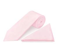 TIES R US Plain Blush Pink Satin Classic Men's Tie and Pocket Square Set