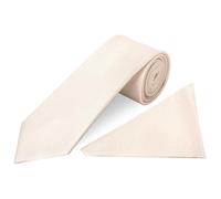 TIES R US Plain Blush Textured Silk Classic Men's Tie and Pocket Square Set