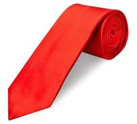TIES R US Plain Bright Red Satin Classic Men's Tie