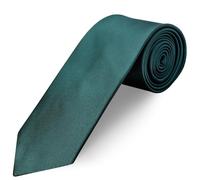 TIES R US Plain Dark Teal Satin Classic Men's Tie | Green Plain Necktie for men; Classic width 3"/8cm, handmade, in polyester.