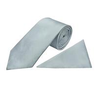 TIES R US Plain Duck Egg Satin Classic Mens Tie and Pocket Square Set