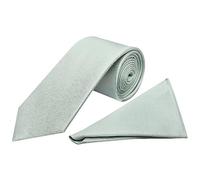 TIES R US Plain Duck Egg Silk Classic Men's Tie and Pocket Square Set