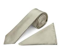 TIES R US Plain Dusty Sage Satin Skinny Mens Tie and Pocket Square Set